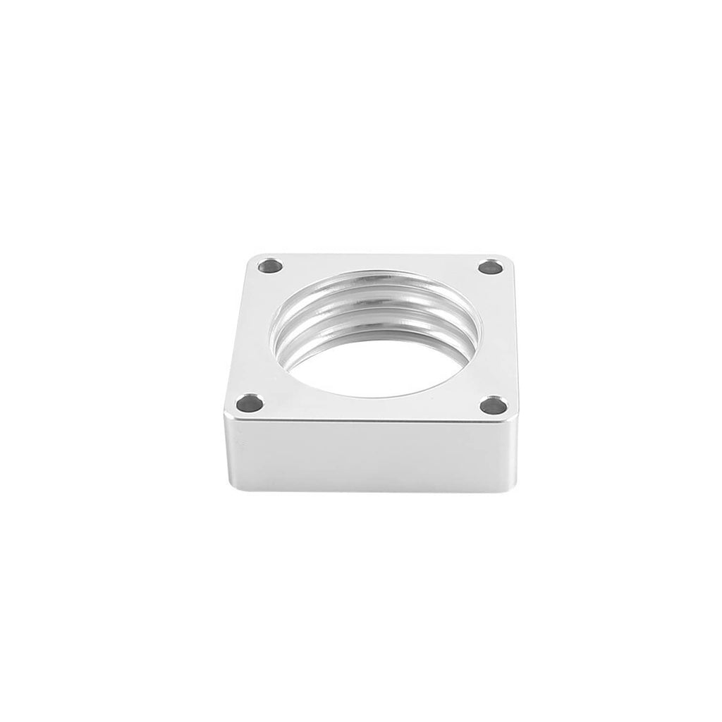 Silver 4-bolt throttle body spacer block with circular inner bore