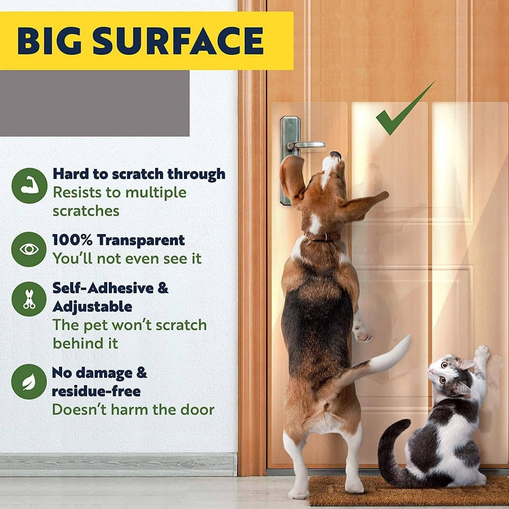Transparent self-adhesive door protector film for pet scratching