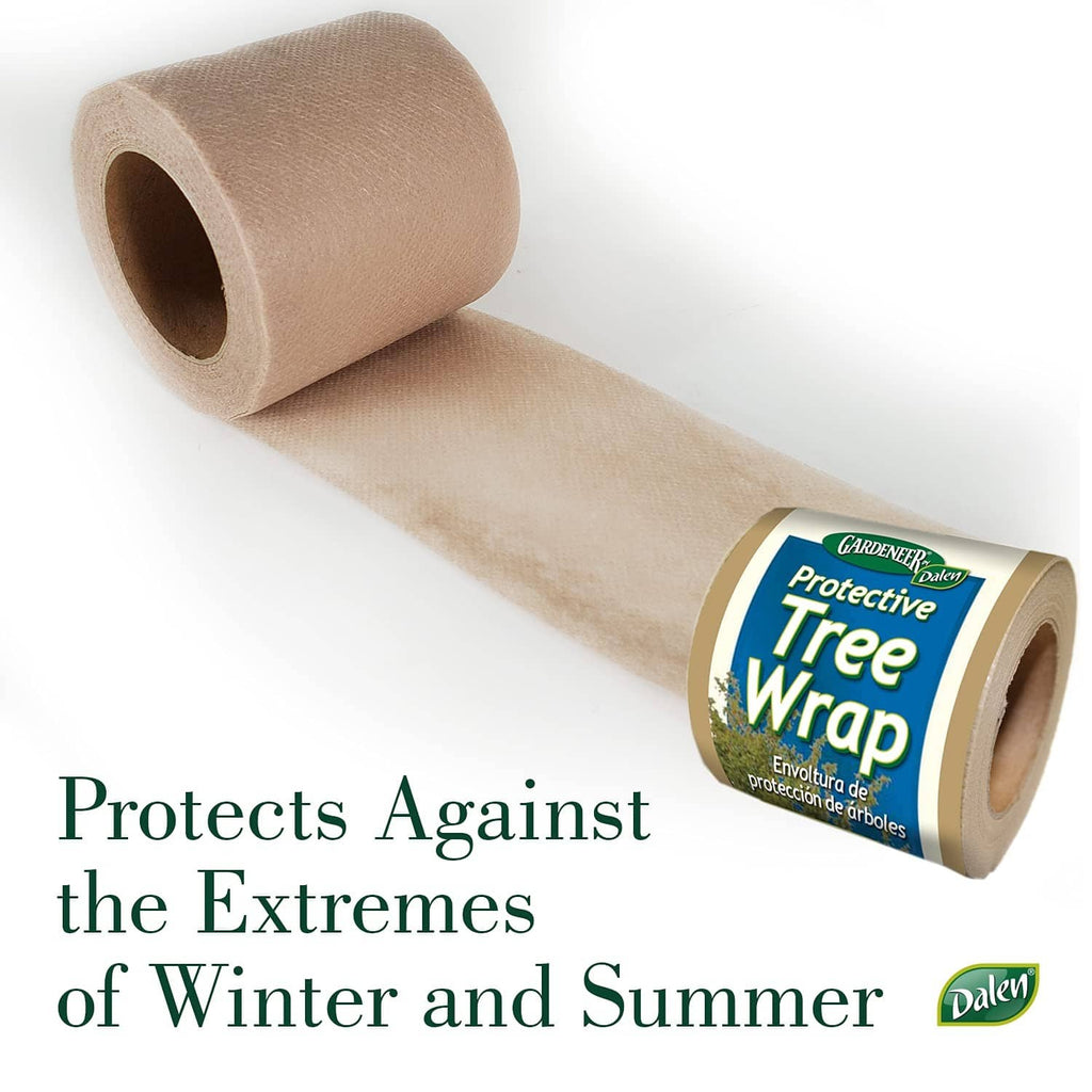 Protective tree wrap roll and long roll of brown fabric, breathable gardening wrap
