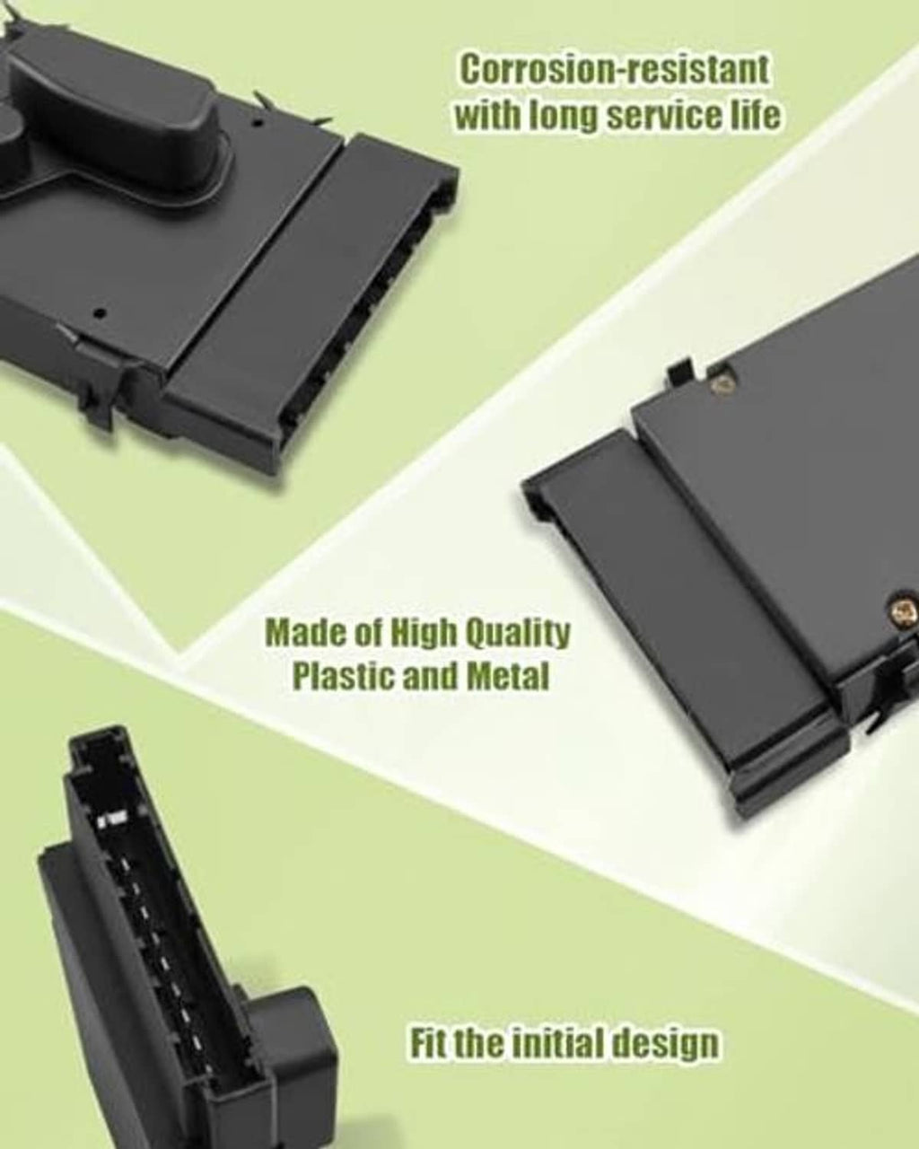 Black power seat switch control module with lever and connector pins