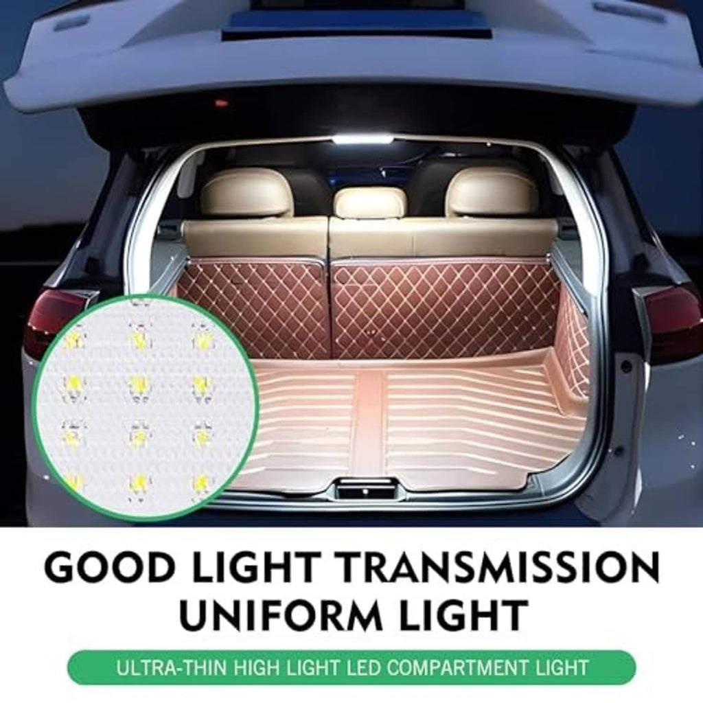LED cab dome lights installed inside a car, glowing bright yellow from the ceiling area