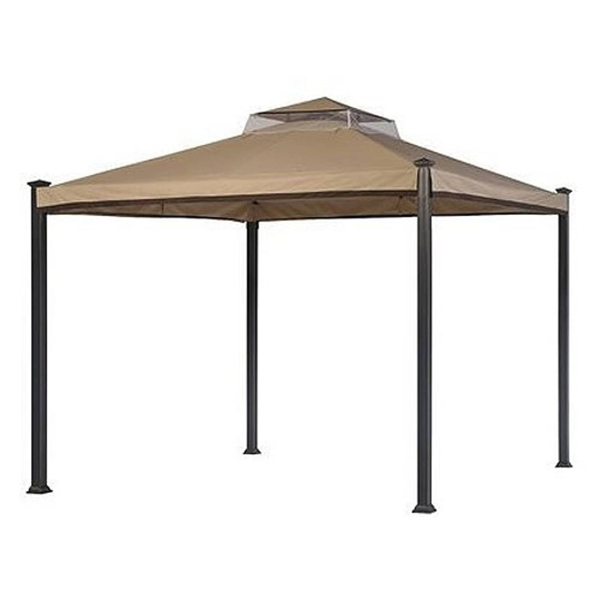 Tan gazebo replacement canopy top with dark metal frame and corner brackets