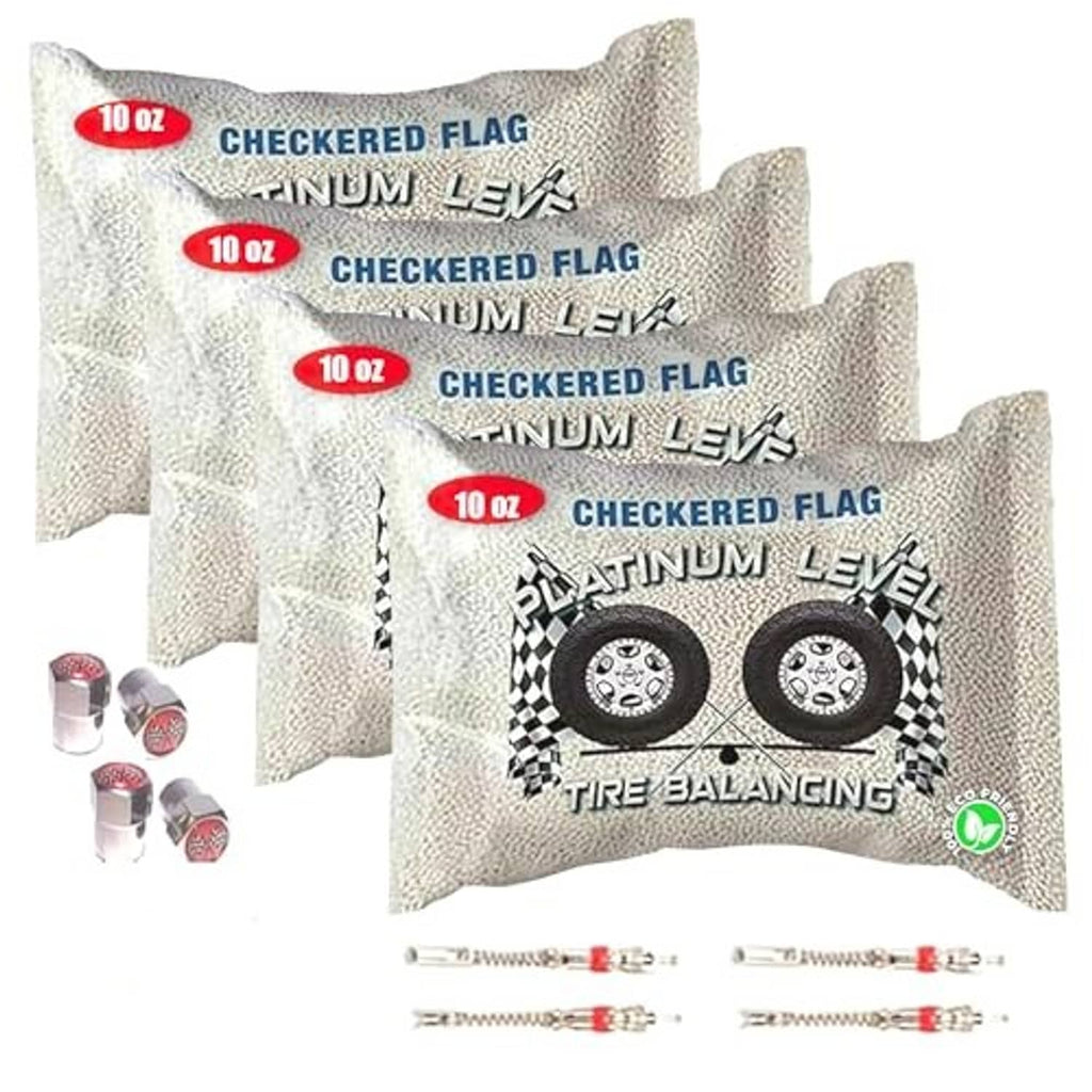 Ceramic tire balancing bead pouches with 10 oz vial set, truck kit (4-pack)