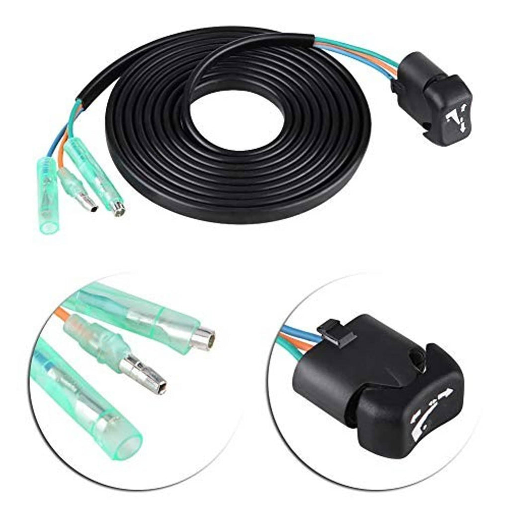 Outboard trim/tilt switch harness set with coiled black cable and black plug housing