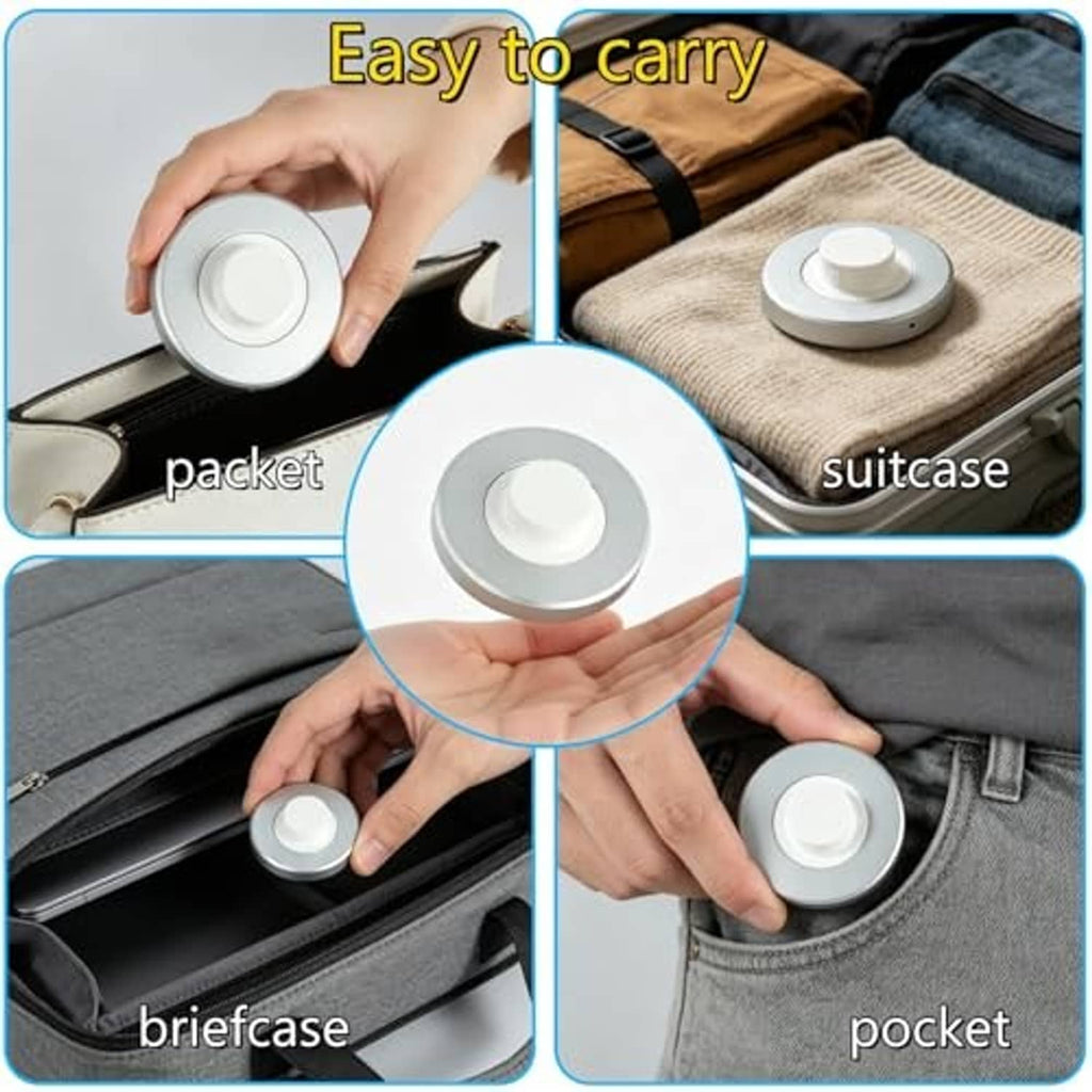Portable ring charging dock with round cradle, held in hand for easy carrying