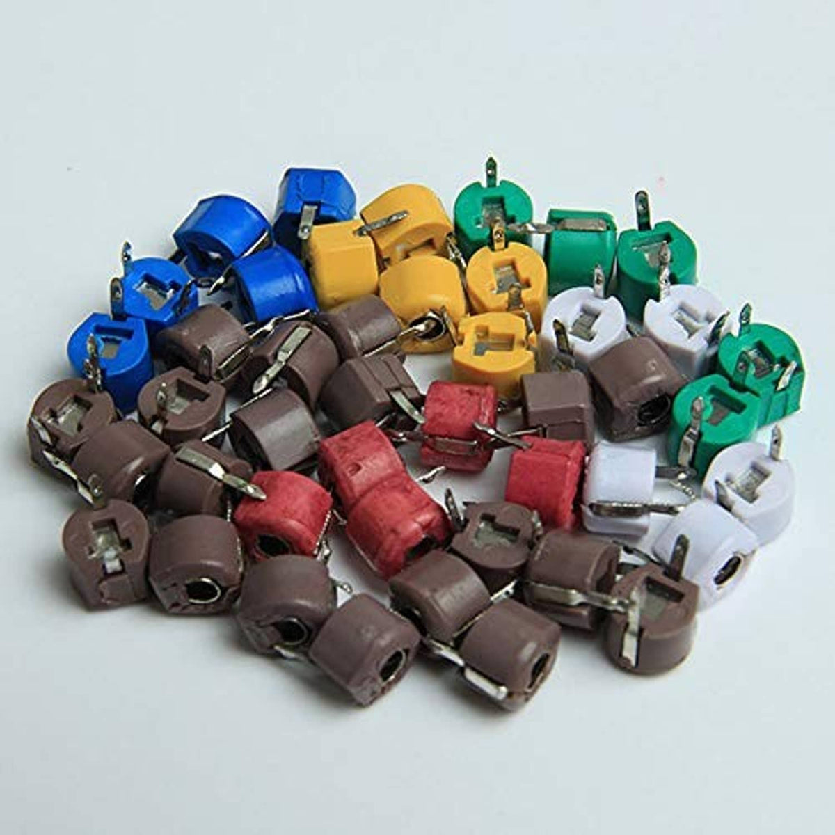 Assorted trimmer capacitors kit, mixed colors of ceramic blocks with leads