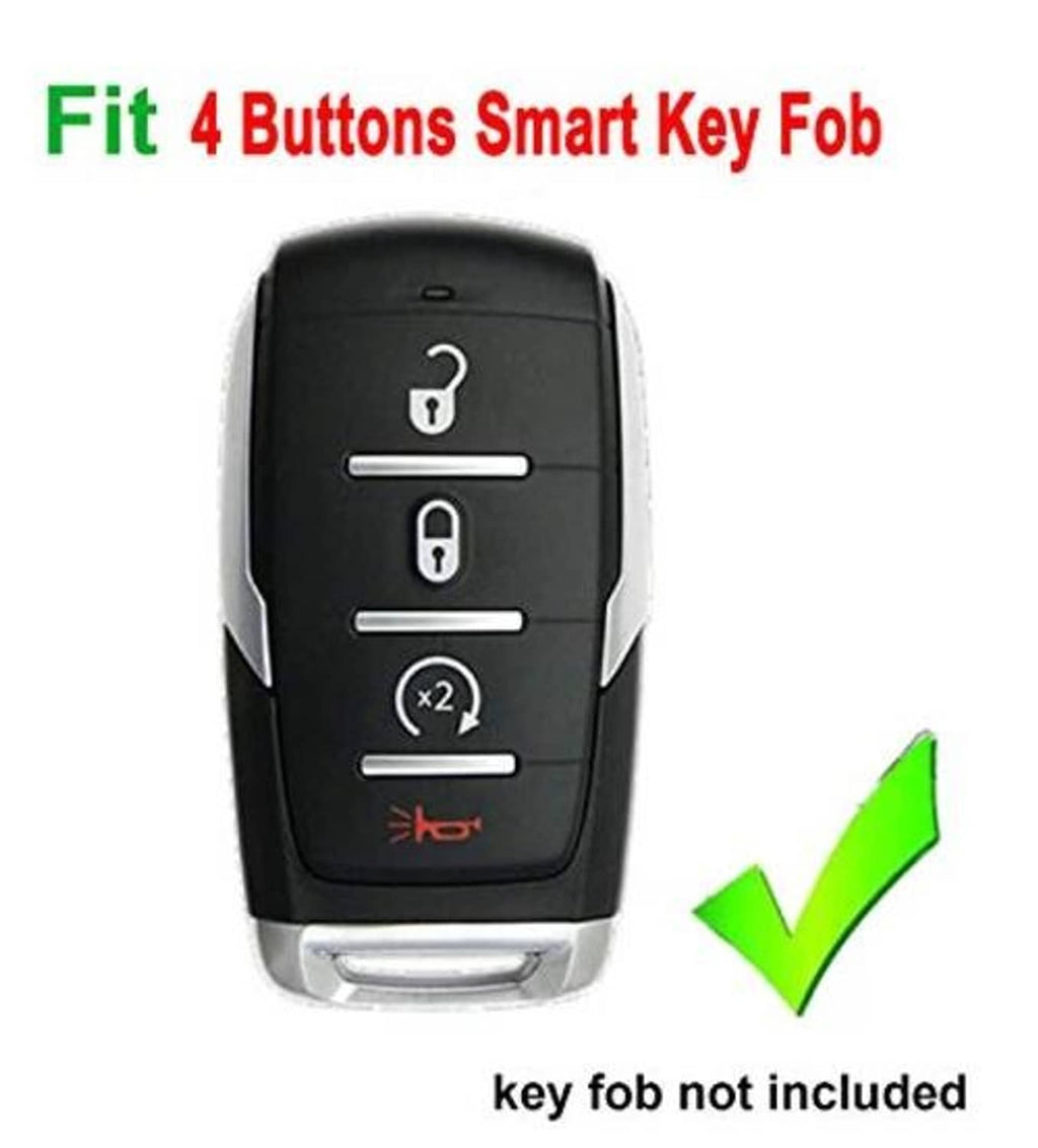Black silicone key fob cover case with 4-button layout, key ring hole
