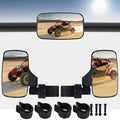 UTV side and center mirrors set with black frame and wide panoramic glass