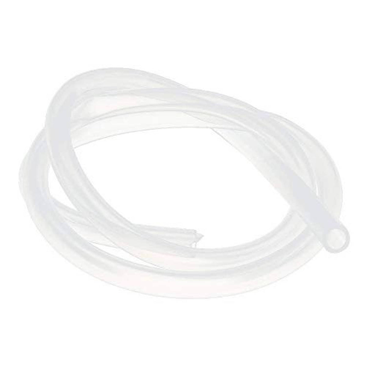 Clear silicone tube coil loop with visible end opening, 8mm x 12mm