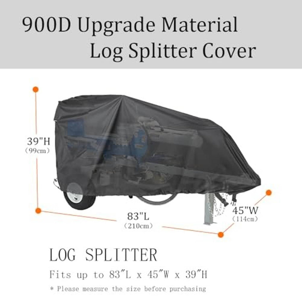 Waterproof log splitter cover size: 83 in L x 45 in W x 39 in H