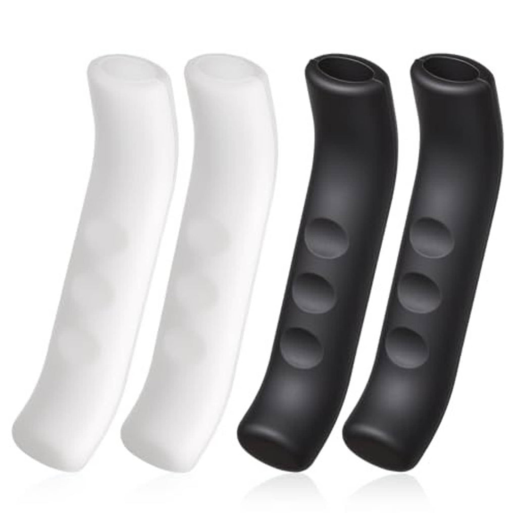 Silicone bike brake lever covers: two white and two black non-slip sleeves