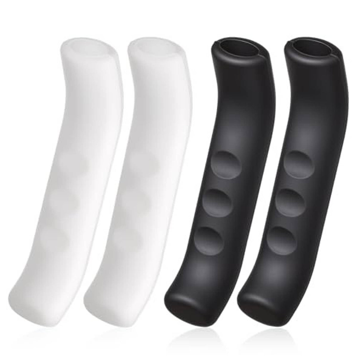Silicone bike brake lever covers: two white and two black non-slip sleeves
