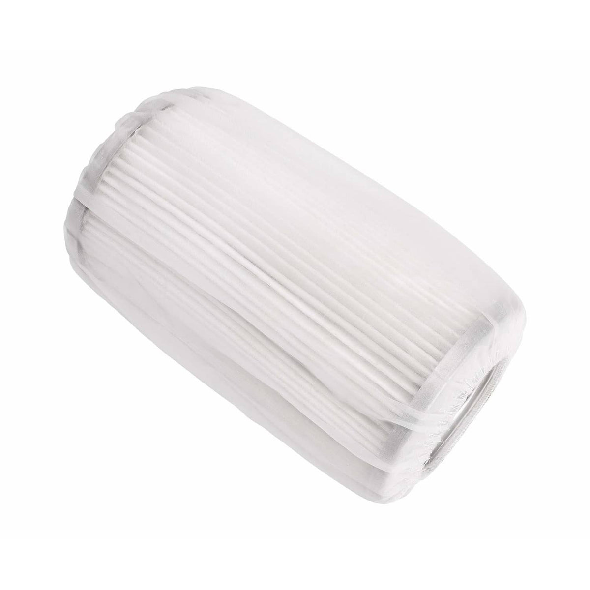 Air filter precleaner sleeve with white pleated filter, cylindrical