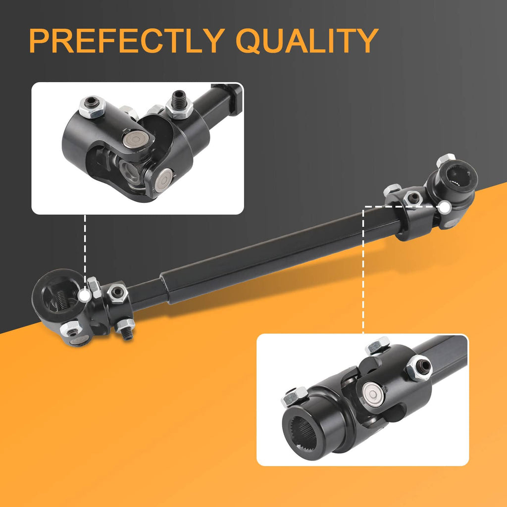 Steering shaft with reinforced joints, multiple angle views in detail layout