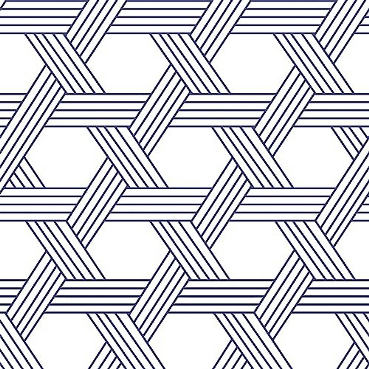 Blue and white geometric lattice self-adhesive wallpaper pattern.
