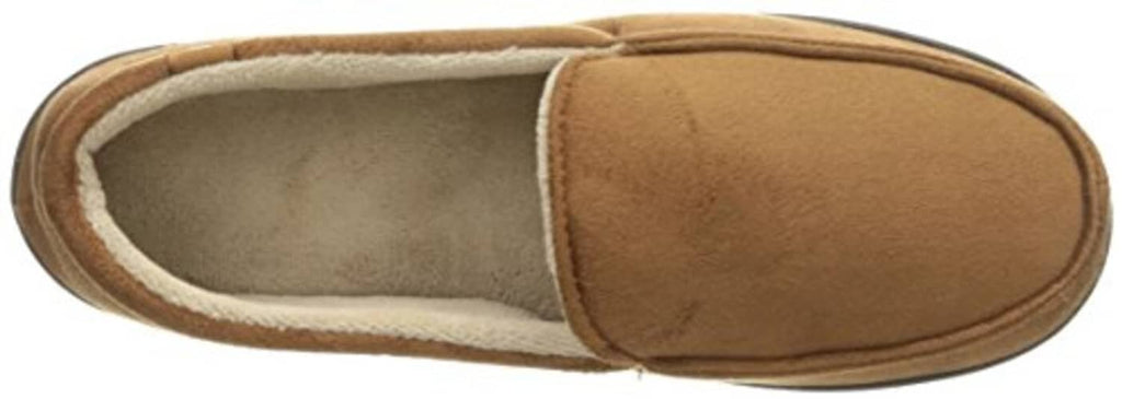 Cognac slip-on slipper with tan interior lining and visible white sock lining
