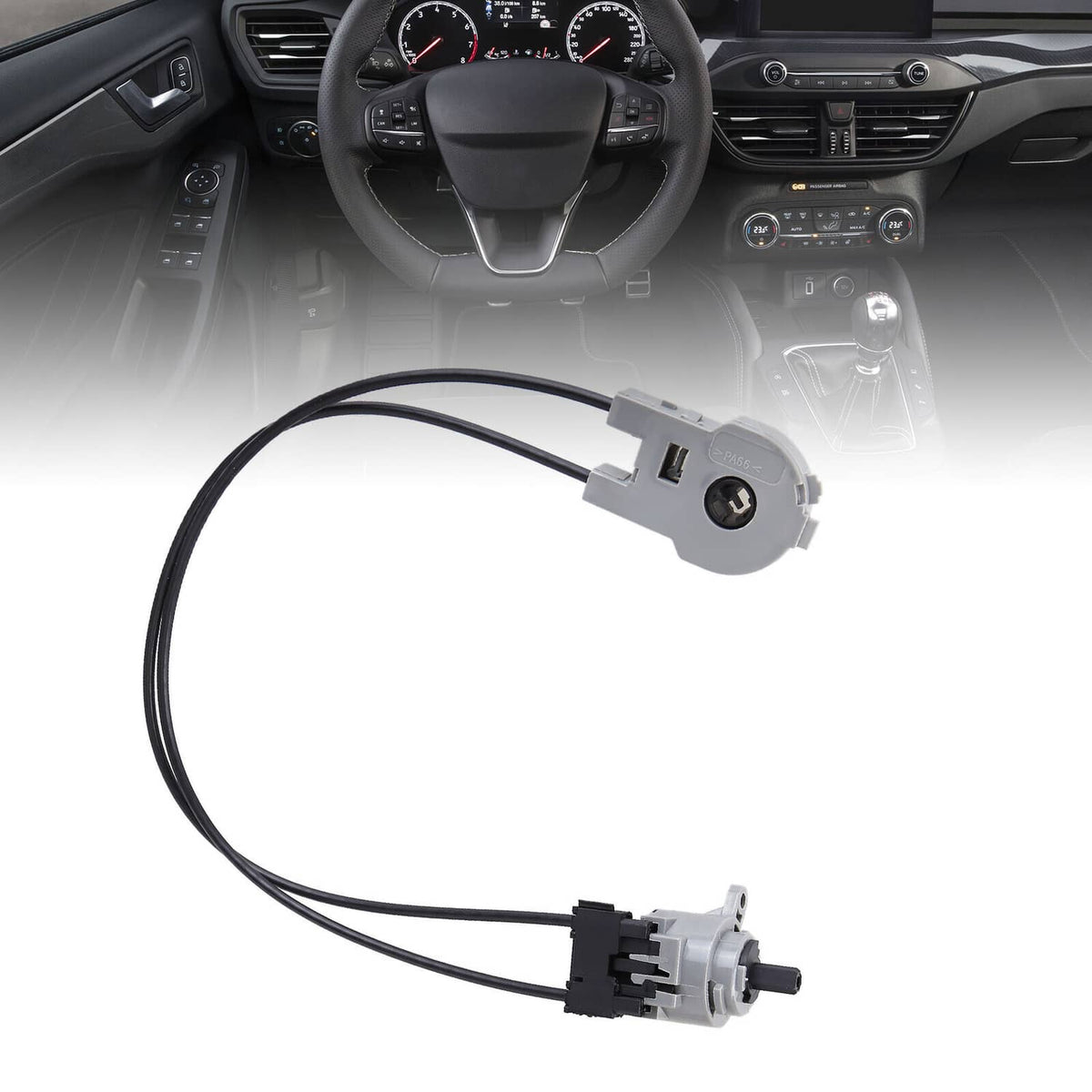 HVAC control cable switch for floor/defrost vents, gray housing with black wire leads