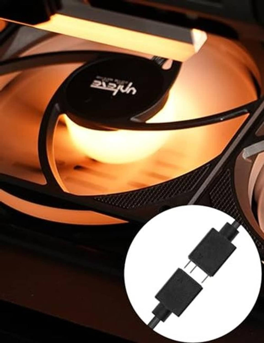 Black 3-pin ARGB splitter connector attachments for RGB fan header