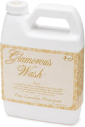 Liquid laundry detergent jug with Glamorous Wash Diva floral label, white bottle