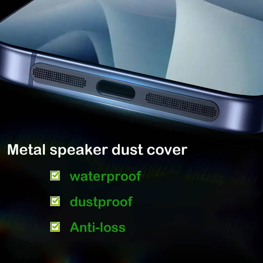 Metal speaker dust cover cap with perforated grille, dark blue
