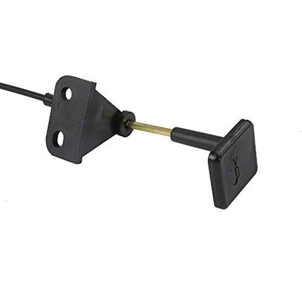Hood latch release cable with black bracket and black pull handle