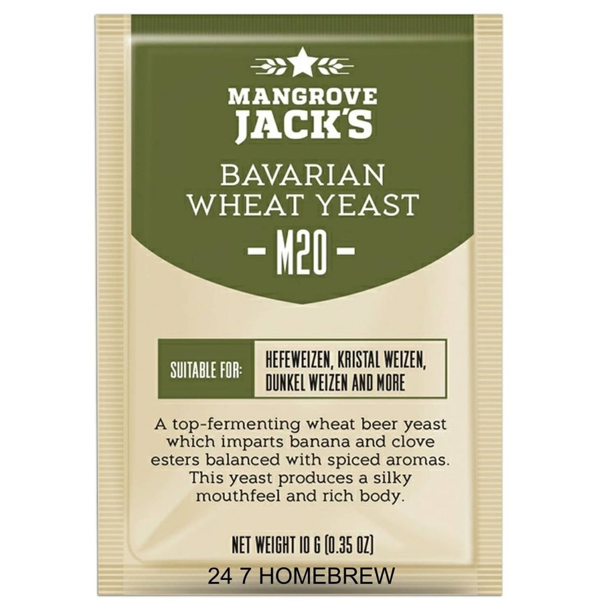 Mangrove Jack's Bavarian wheat yeast M20 sachet for homebrewing, 10 g