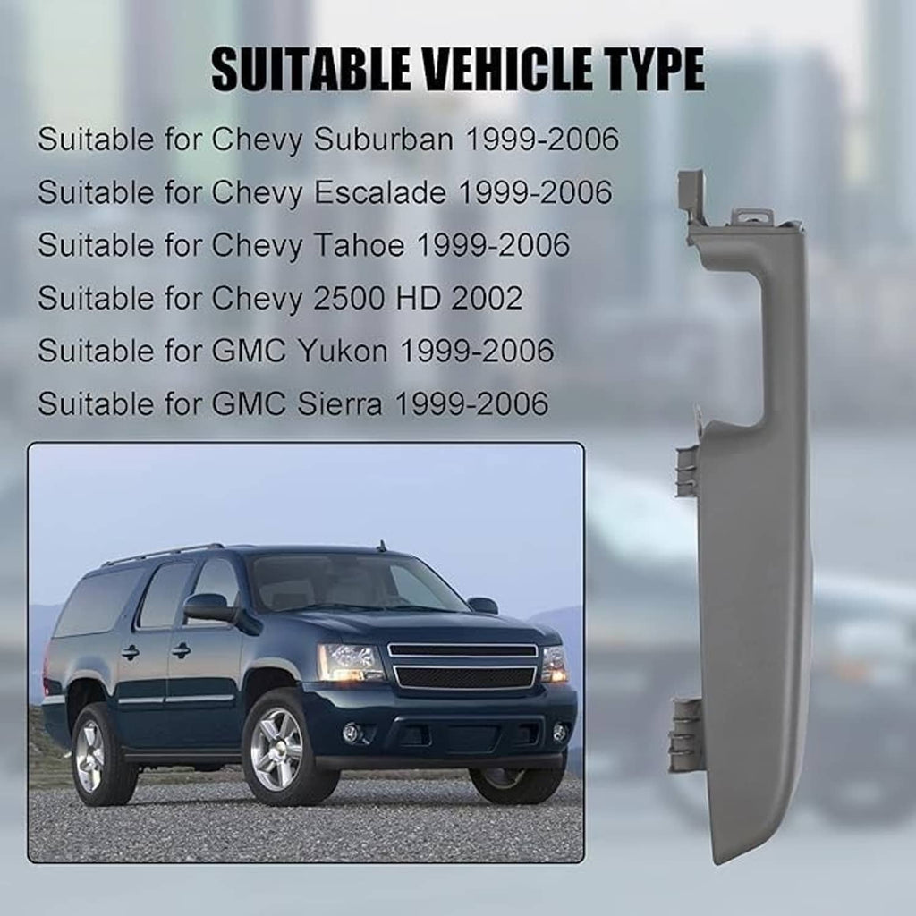 Door armrest handle, light gray plastic, end bracket with mounting hooks