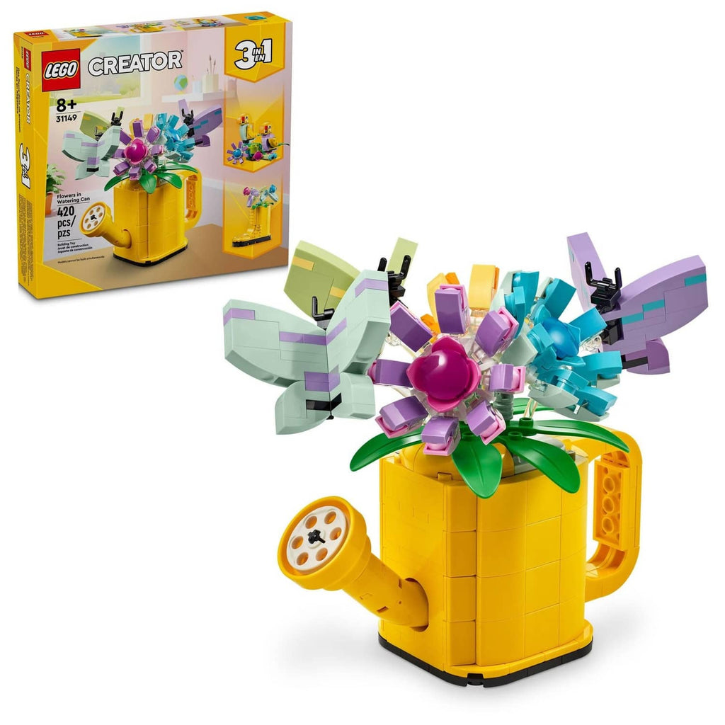 LEGO Creator multicolor flower watering can building set with purple, teal and green blooms