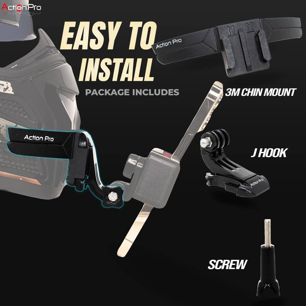 Action Pro black chin mount strap device with screw and J-hook mounting component