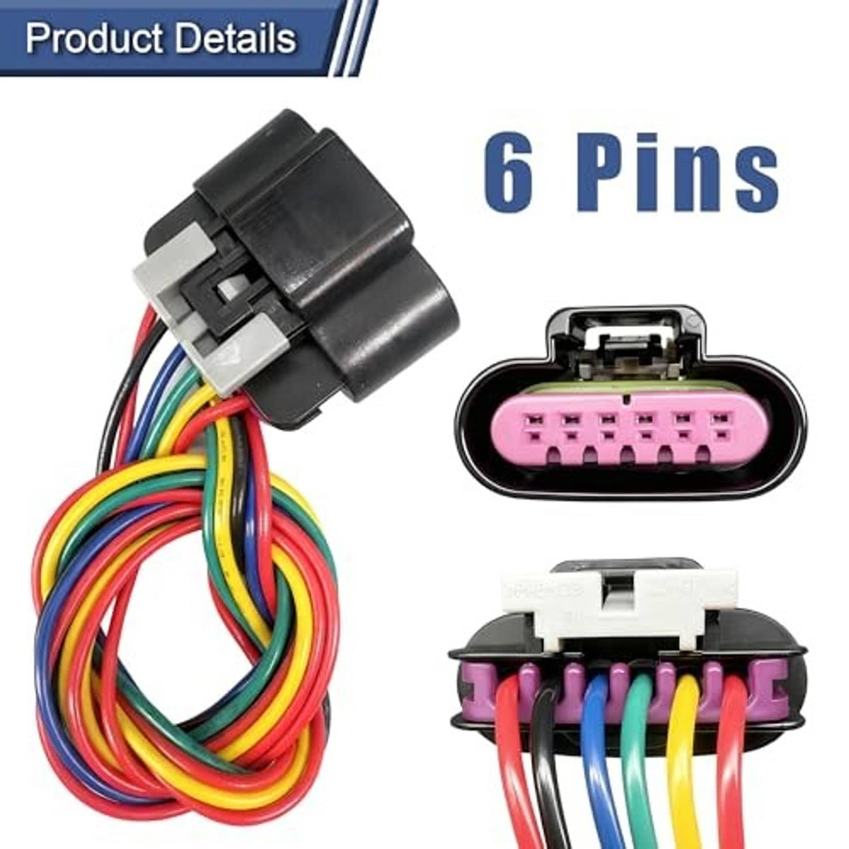 Accelerator pedal sensor 6-pin connector with pink plug and multicolor wiring leads