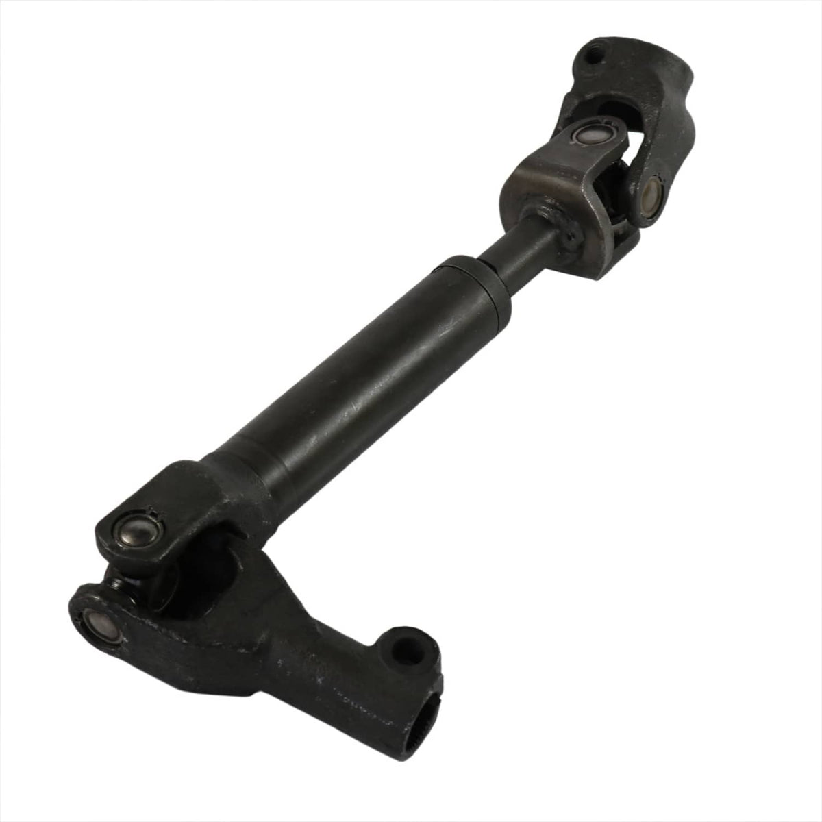 Steering intermediate shaft assembly showing fork yokes and central shaft, black