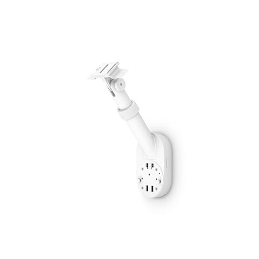 White ring pole and wall mount with curved arm and base connection points