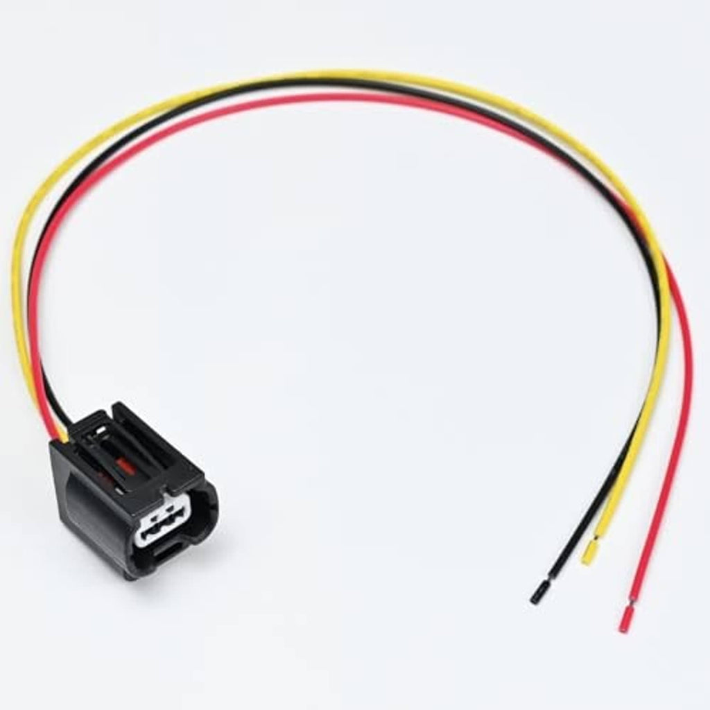 Battery charging sensor connector pigtail with black plug and red, yellow, black wire ends