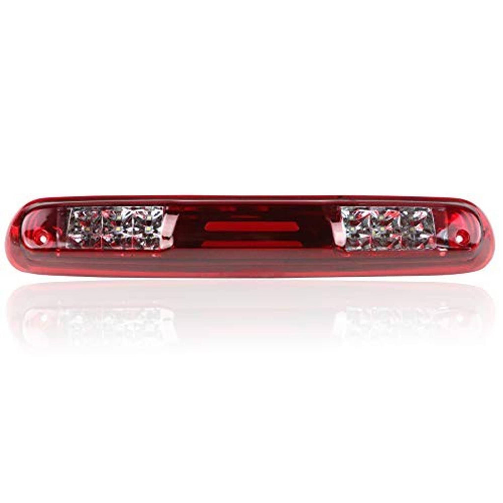 LED tail light bar with red housing and clear LED segments, chrome reflector inside