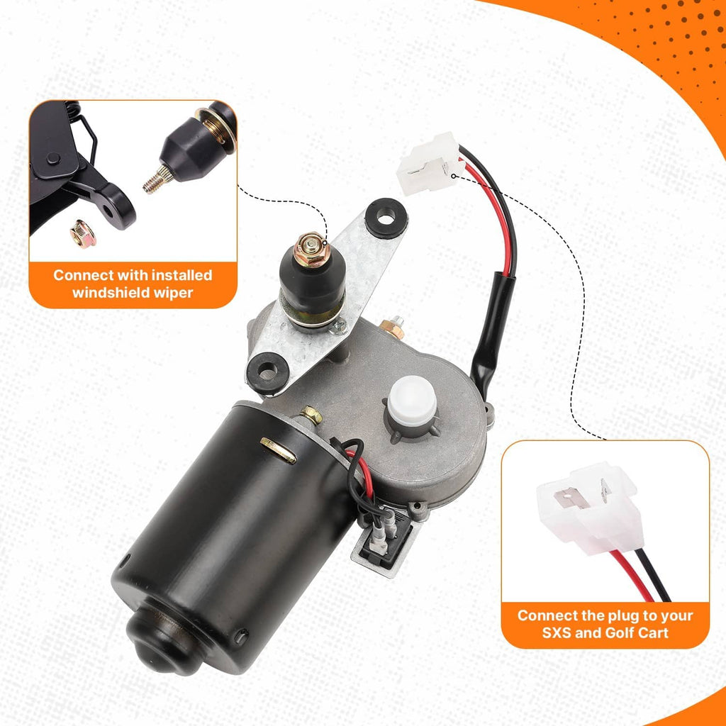 Windshield wiper motor unit with wiring pigtail and connectors for SX5 and Golf Cart