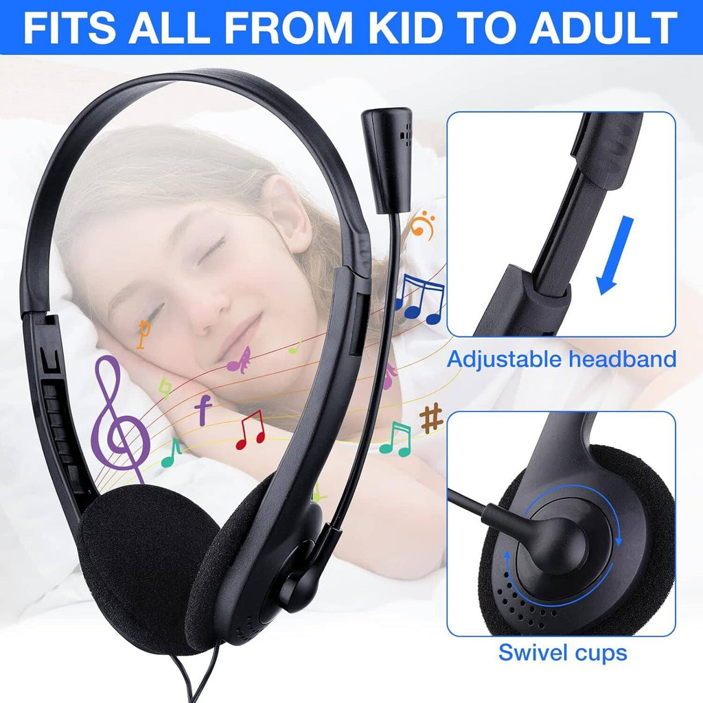 Black over-ear headset with boom microphone and adjustable headband