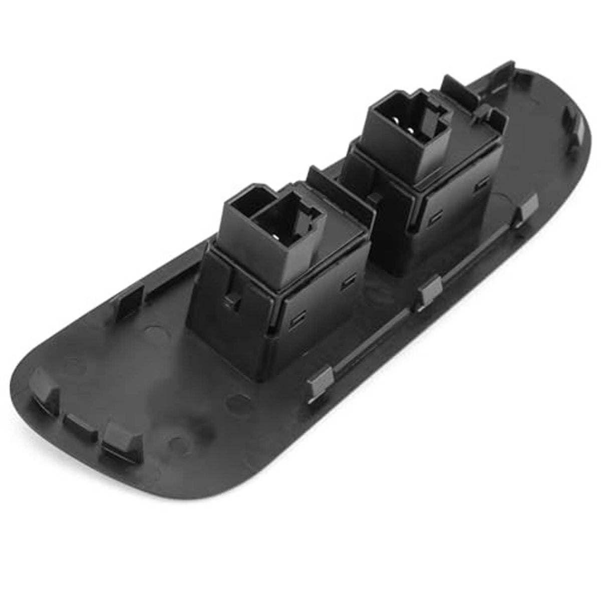 Power window and door lock switch panel back, dark plastic, two connector housings
