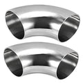 2-pack 3 in 90° stainless steel elbow fittings with polished curved ends