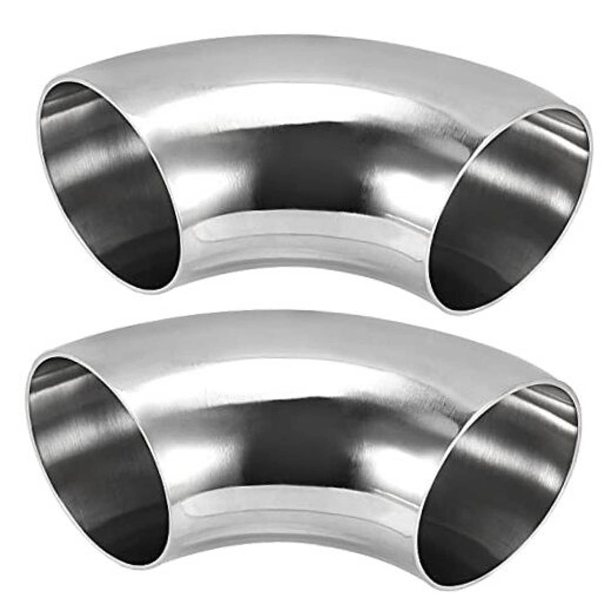 2-pack 3 in 90° stainless steel elbow fittings with polished curved ends