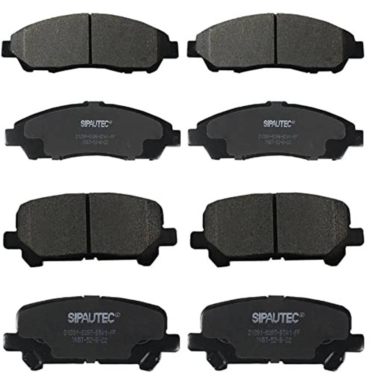 SIPAUTEC ceramic front and rear brake pads set, dark gray, labeled faces, 6-pack