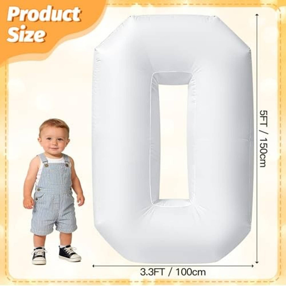 White inflatable number 0 decoration, arched top and center cutout