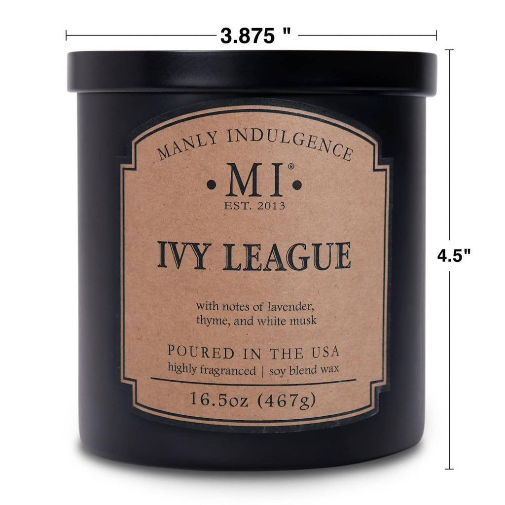 Black scented candle jar with kraft label, size 3.875 in wide and 4.5 in tall