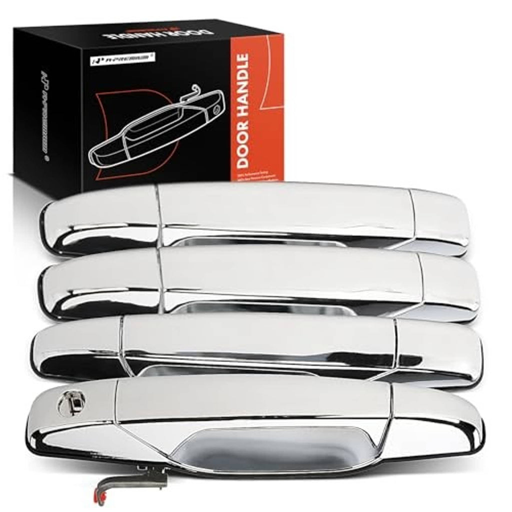 Silver chrome exterior door handles set, four-piece design