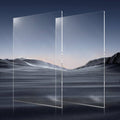 Clear acrylic sheets, two vertical rectangular panels standing upright with transparent edges.