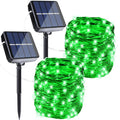 Solar fairy lights set with two solar panels and two green LED wire rolls