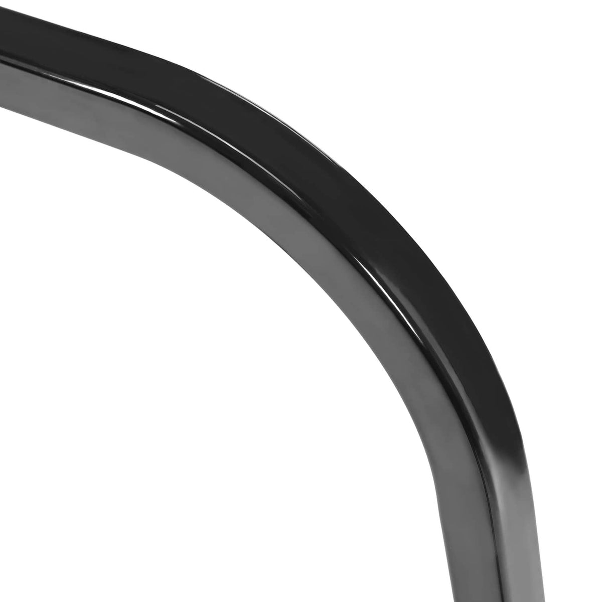 Close-up of black curved metal roof mounting support strut