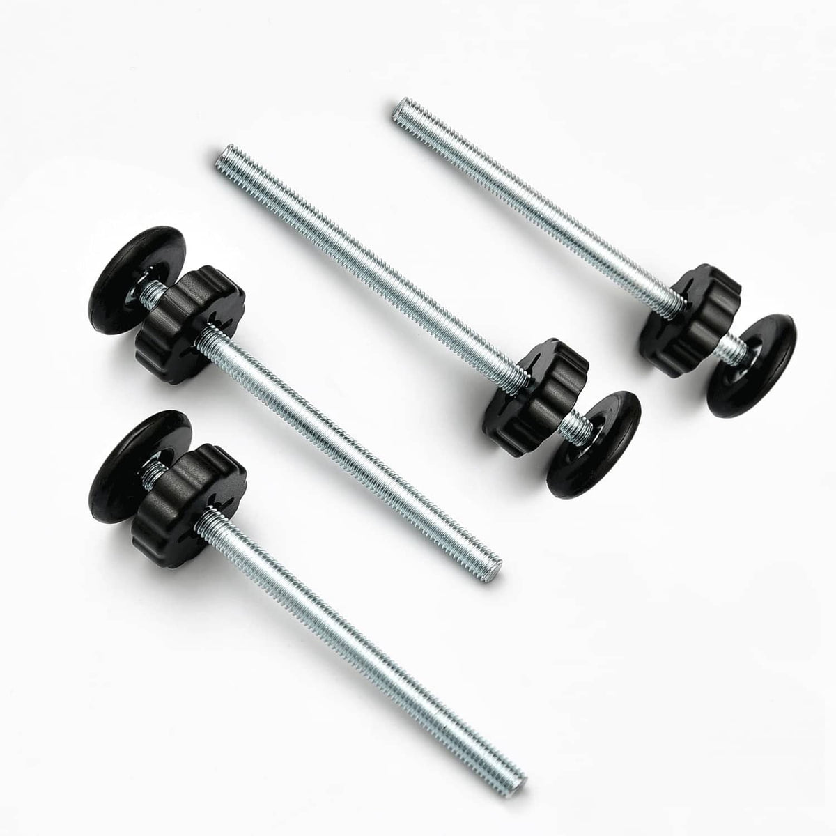 Black spindle rods with black adjustment knobs, baby gate replacement parts