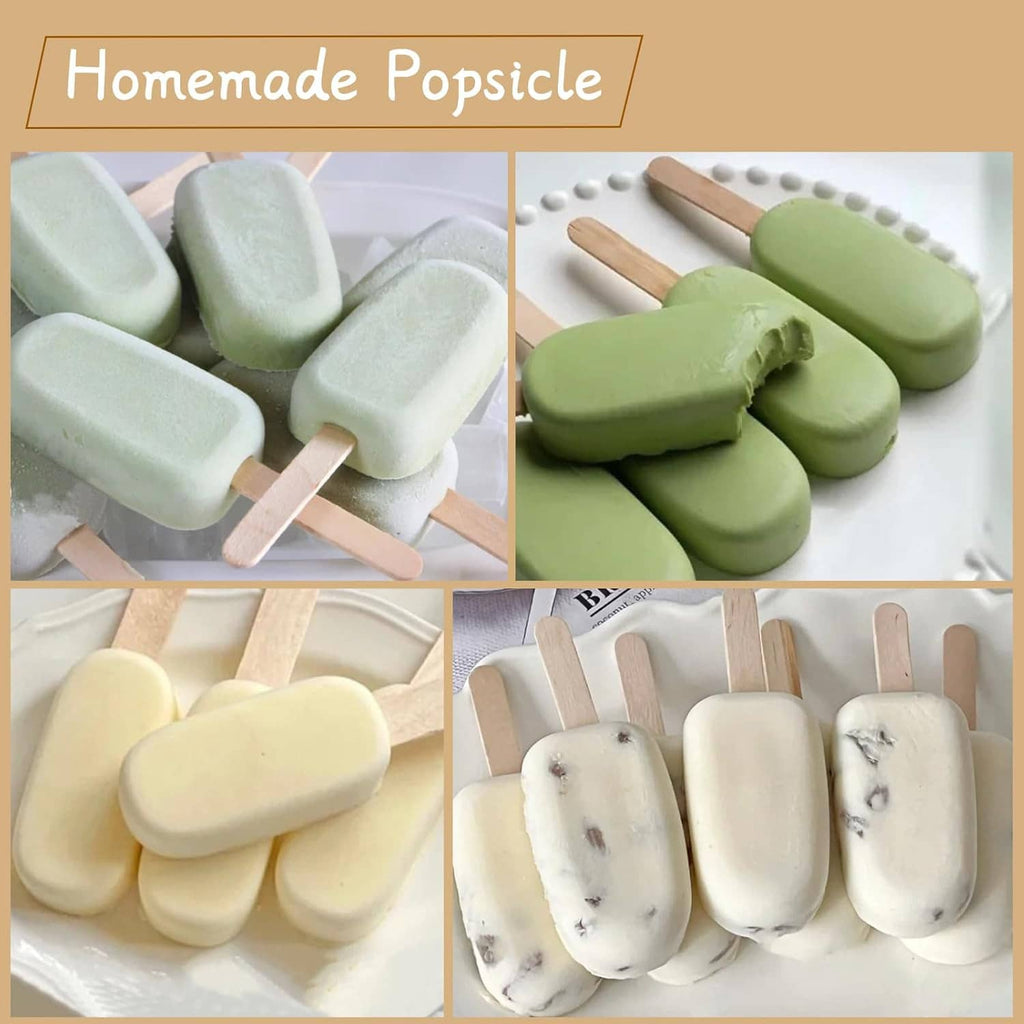 Light wood sticks inserted into homemade popsicles