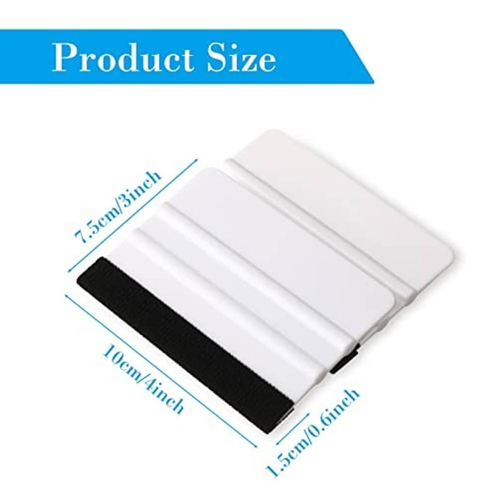 4 inch vinyl squeegee with white body and black felt edge, compact scraper tool