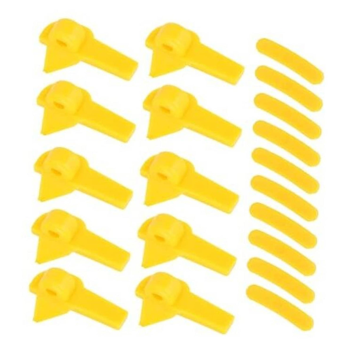 Yellow tire demount head set with pry bars and mounting clips, 20-piece assortment